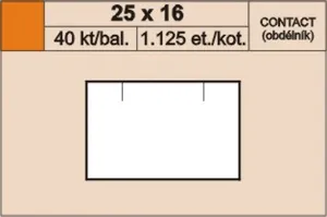Cenové etikety 25x16 contact biele hranaté